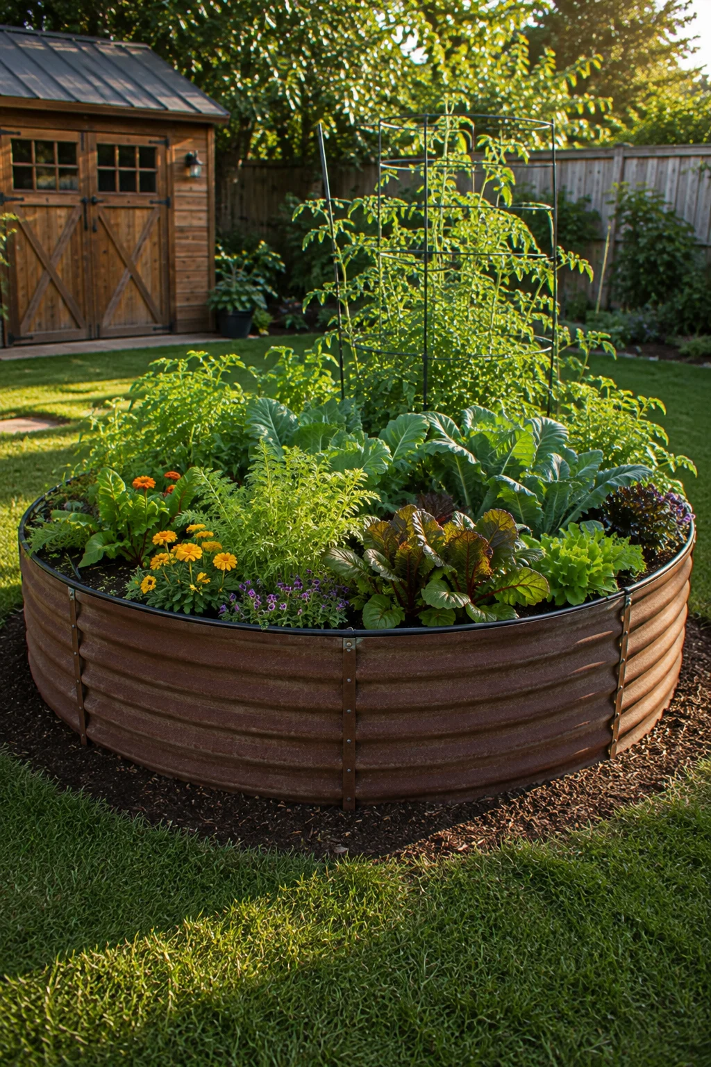 circular raised bed design idea