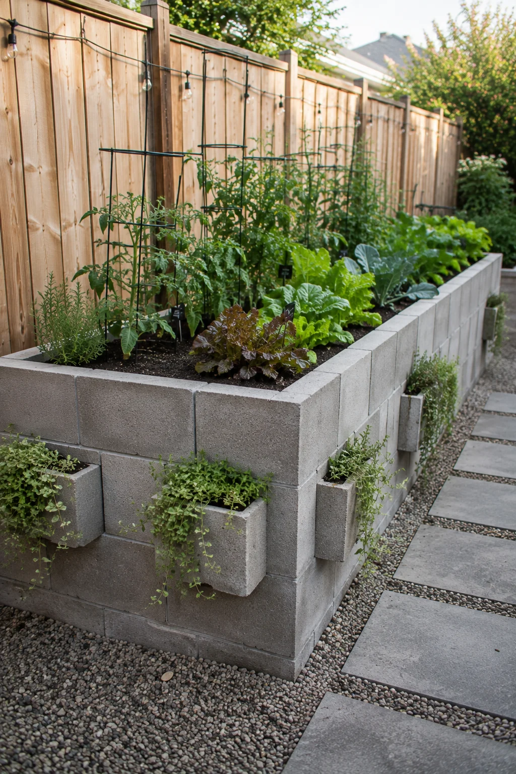 concrete block raised bed design idea
