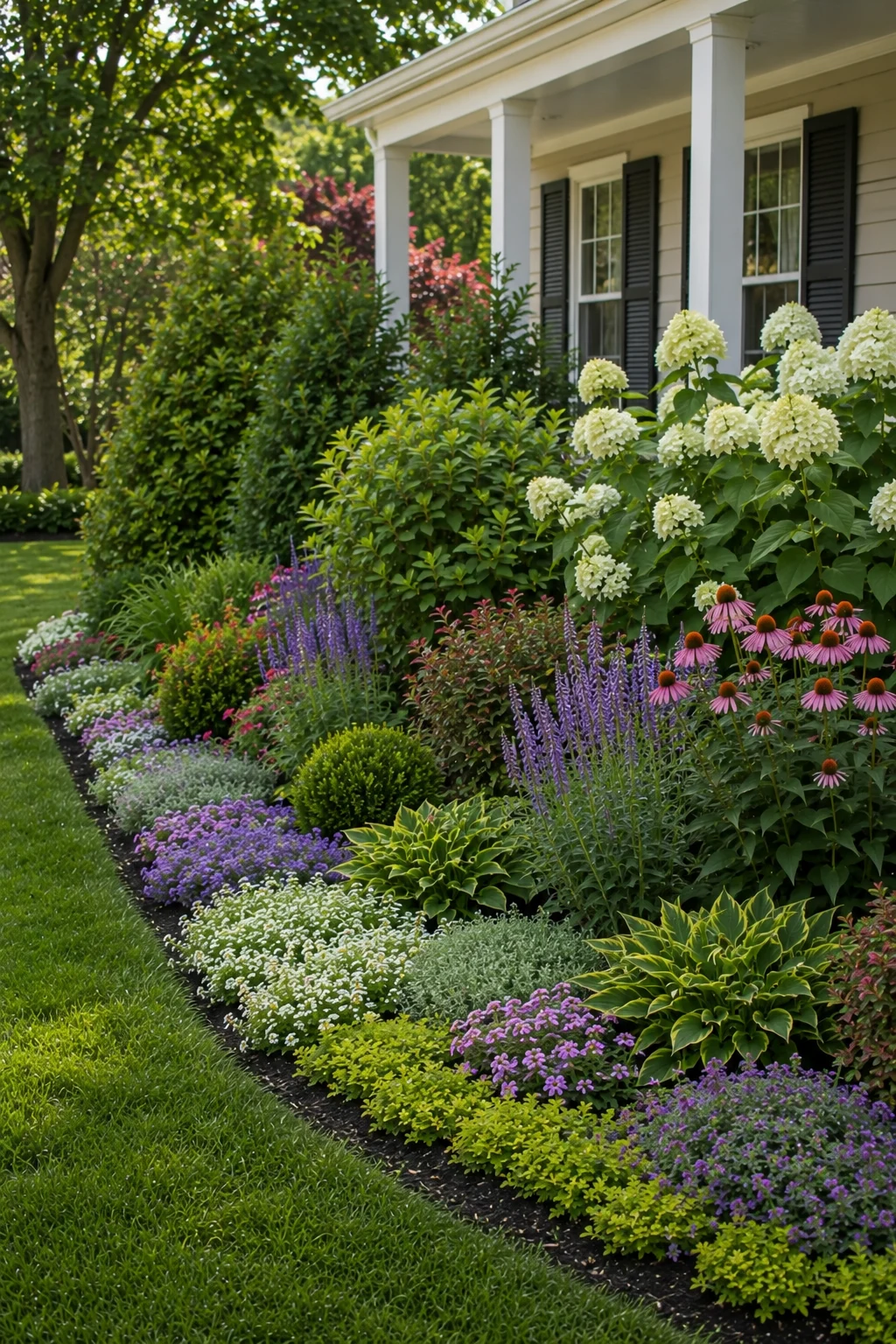 tiered height planting border garden idea