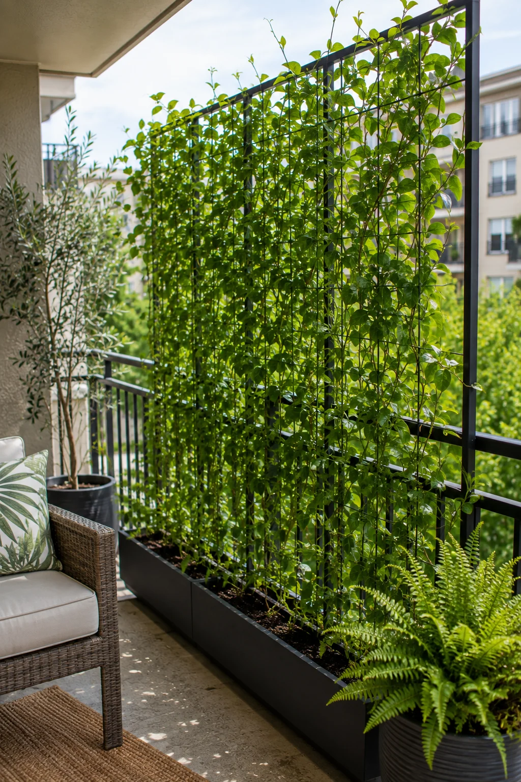 climbing vine trellis balcony garden idea