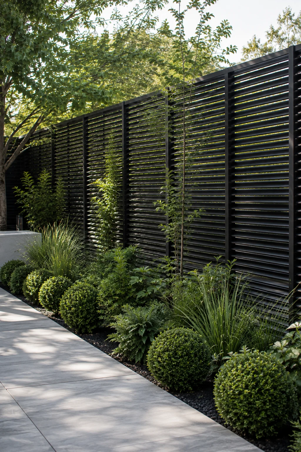 black metal screen modern garden idea
