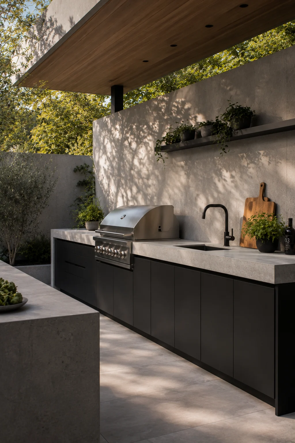outdoor kitchen modern garden idea