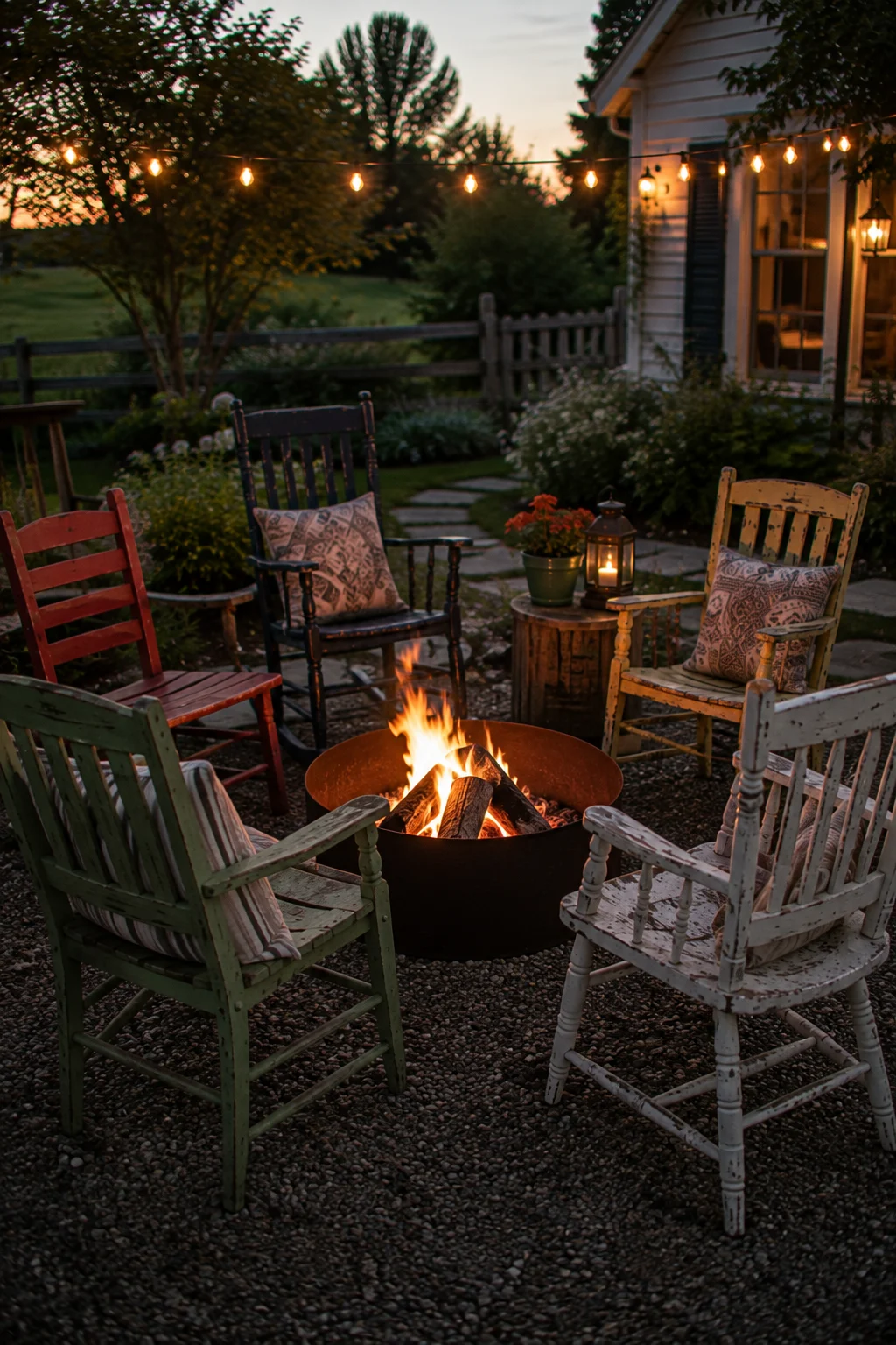 farmhouse style fire pit seating idea