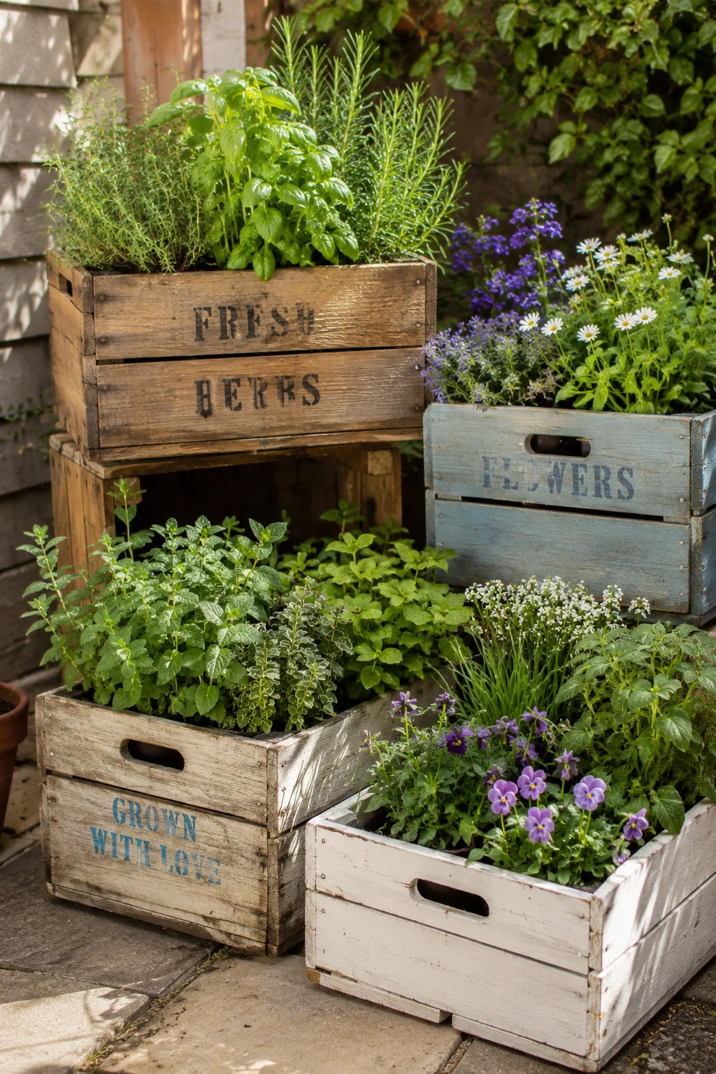 upcycled container garden idea