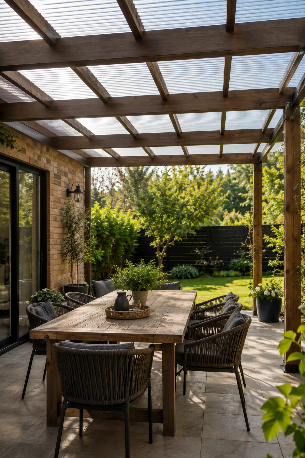 polycarbonate roof pergola garden idea