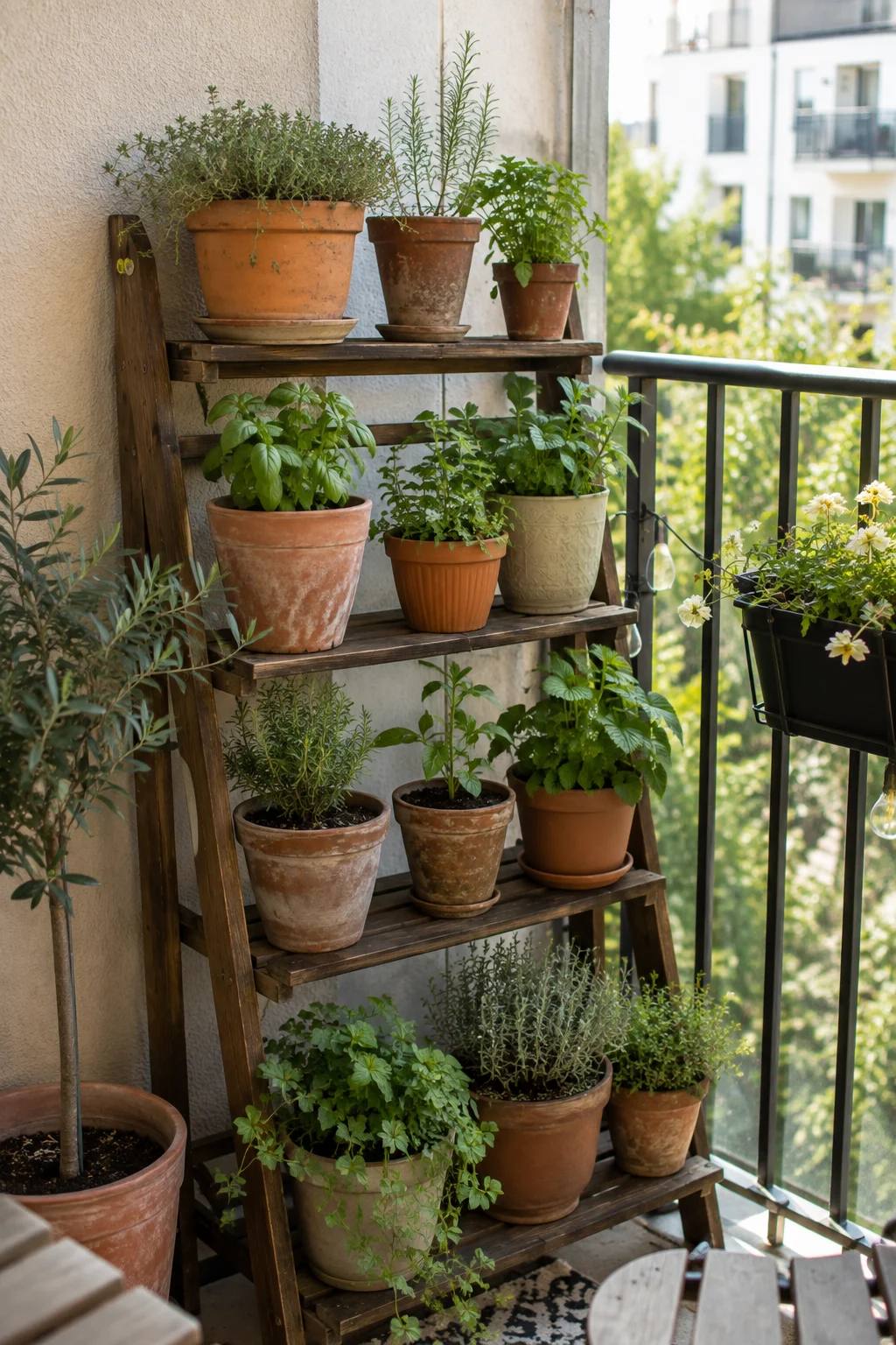 tiered plant stand balcony garden idea
