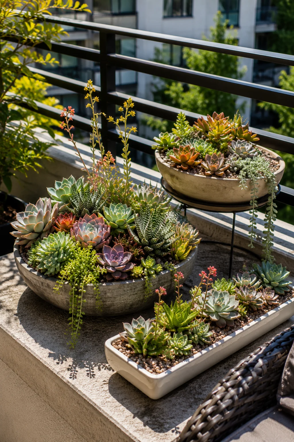drought tolerant succulents balcony garden idea