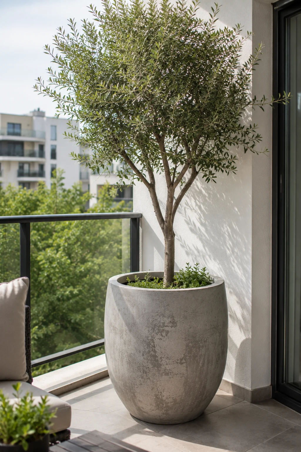 lightweight fiberglass planter balcony garden idea