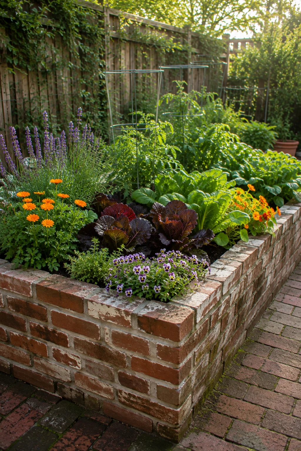 reclaimed brick raised bed design idea