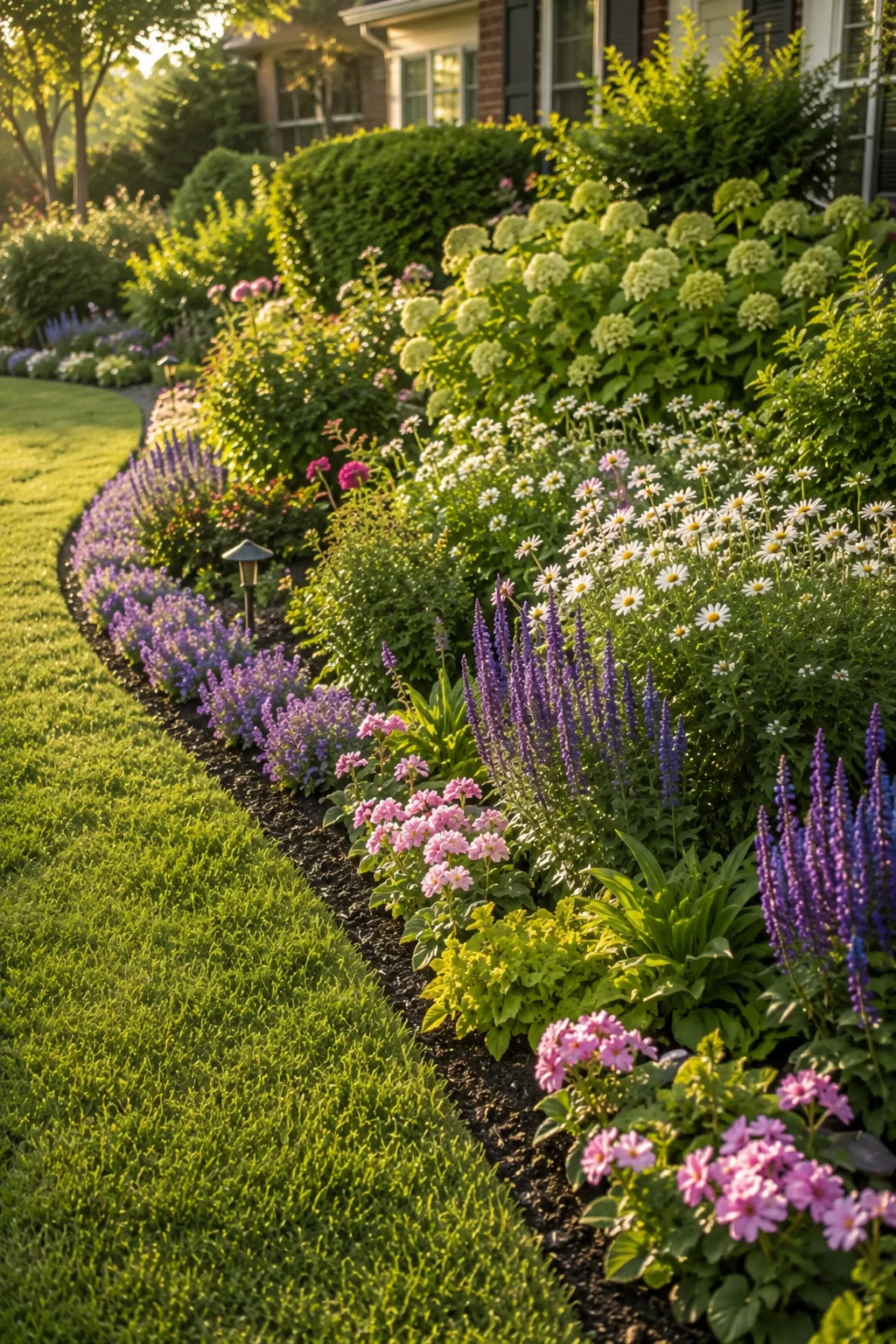 curved border front garden idea