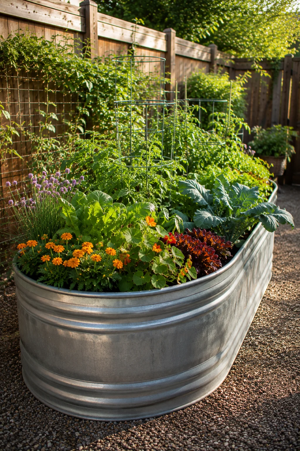 galvanized stock tank raised bed design idea