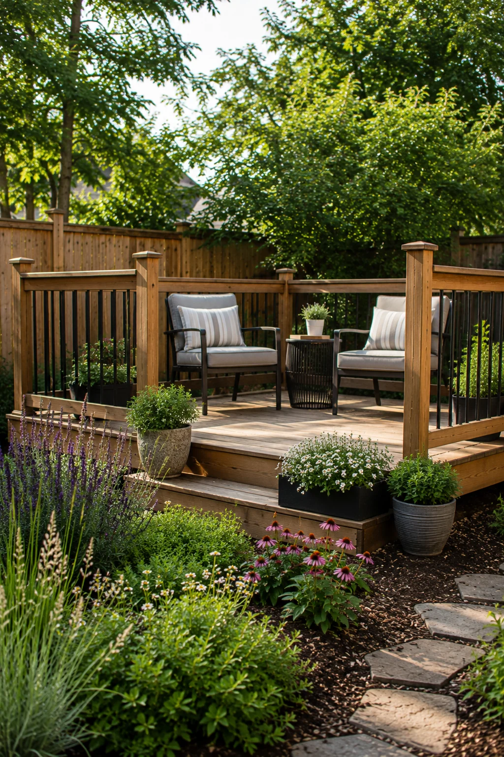 Secluded side yard nook converted into a private backyard retreat