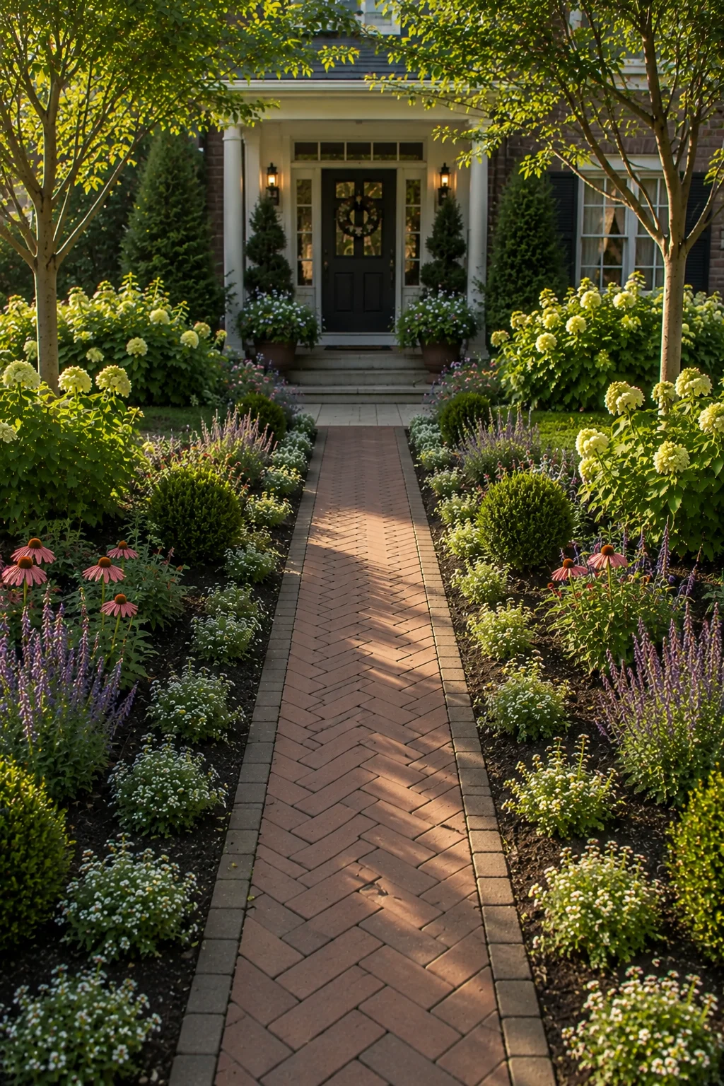 mirrored borders front path garden idea