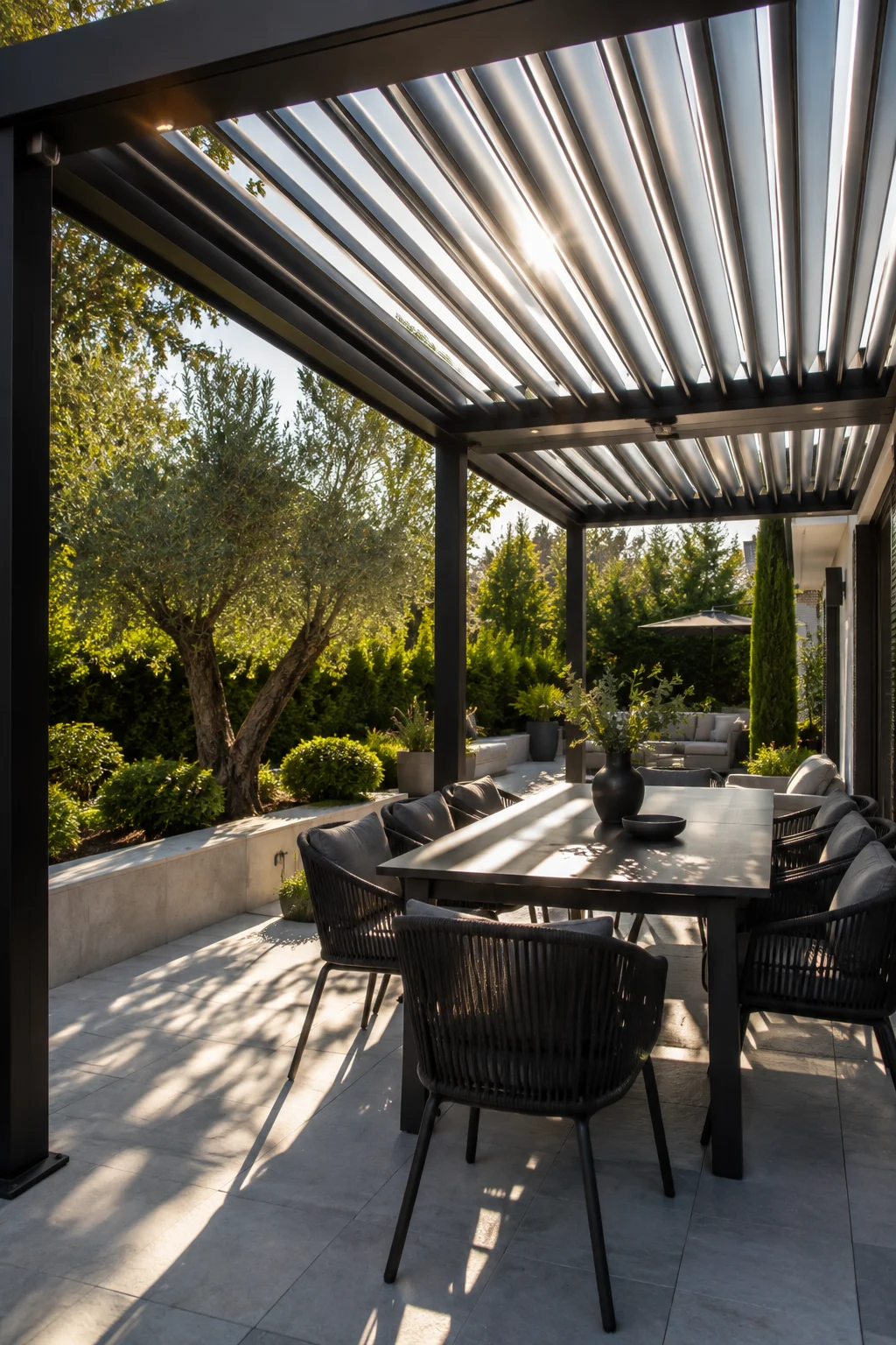 louvered roof pergola garden idea