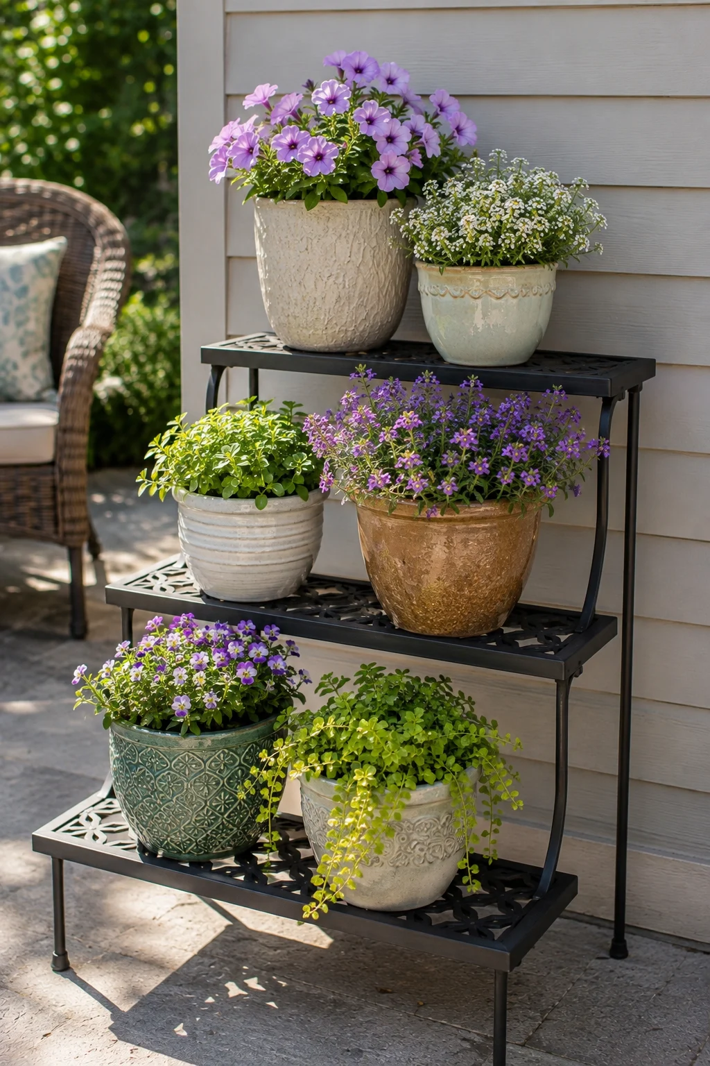 tiered display container garden idea