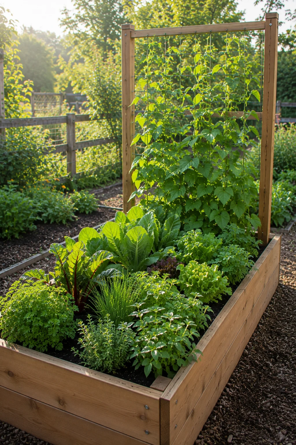 integrated trellis raised bed design idea