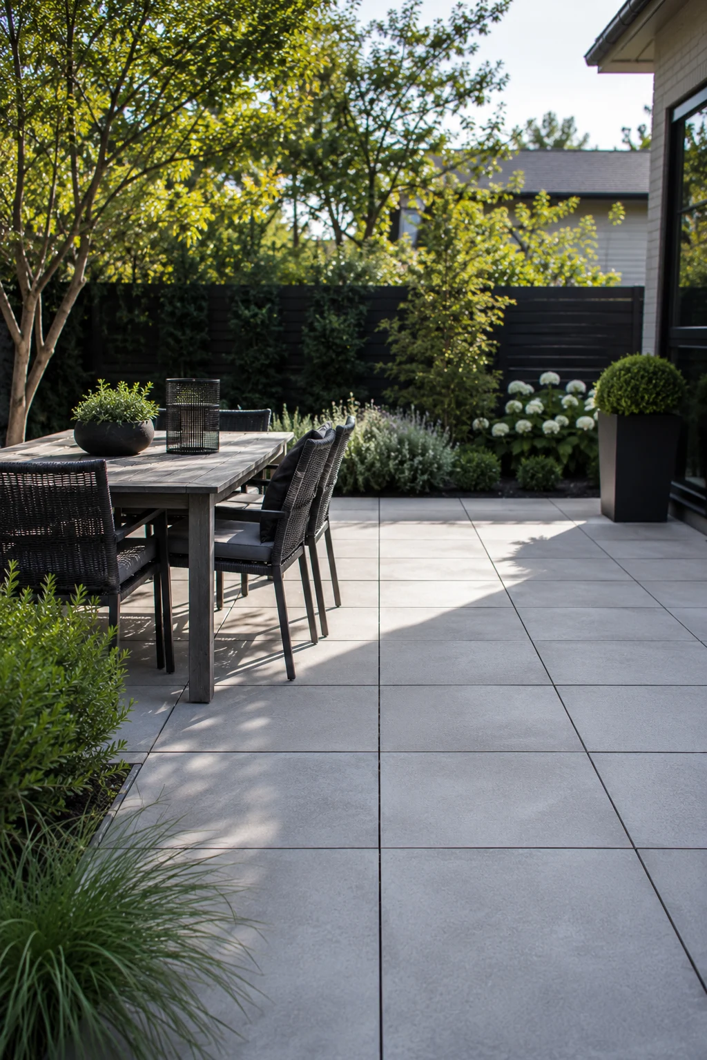 geometric paver patio modern garden idea