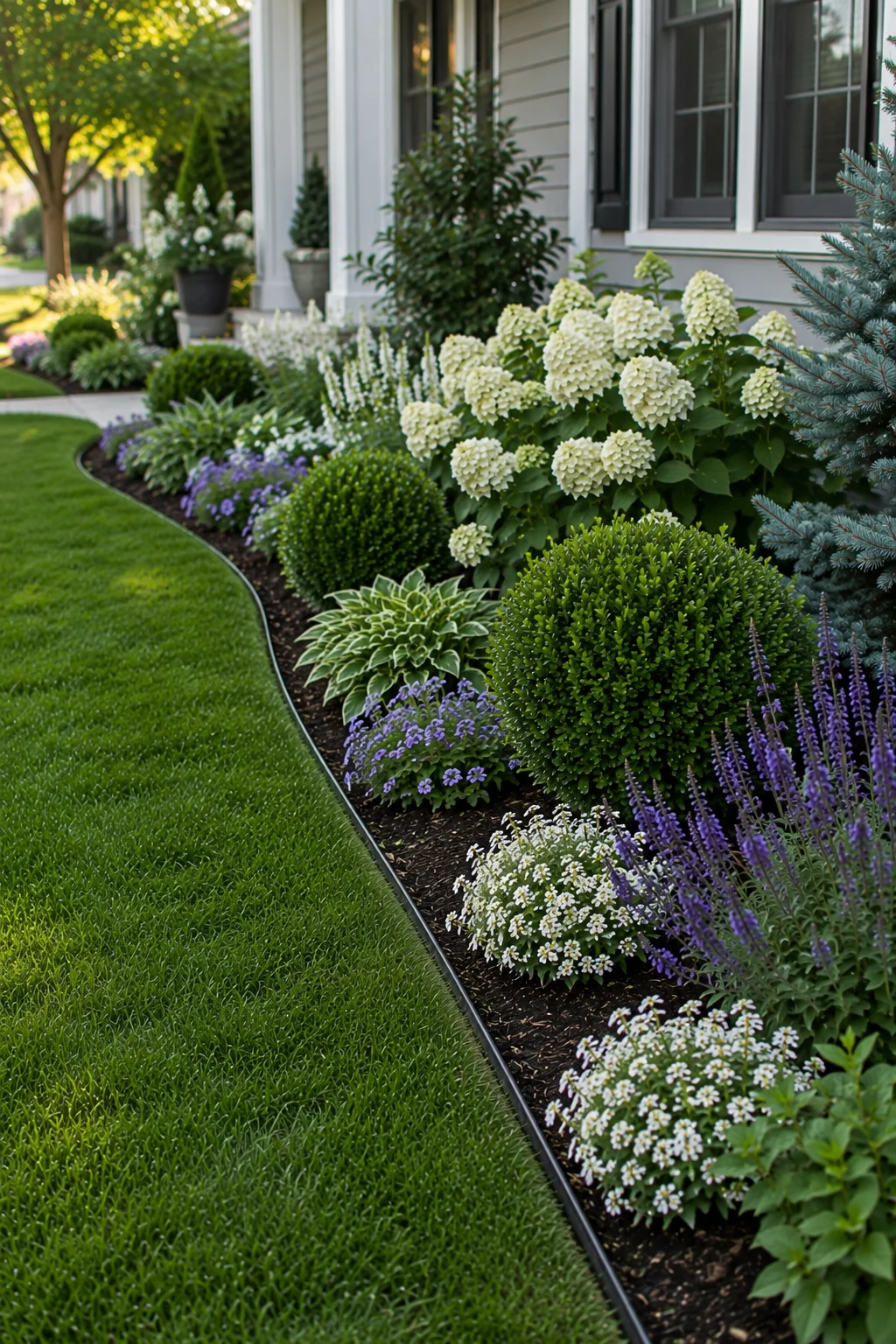 steel edging front garden border idea