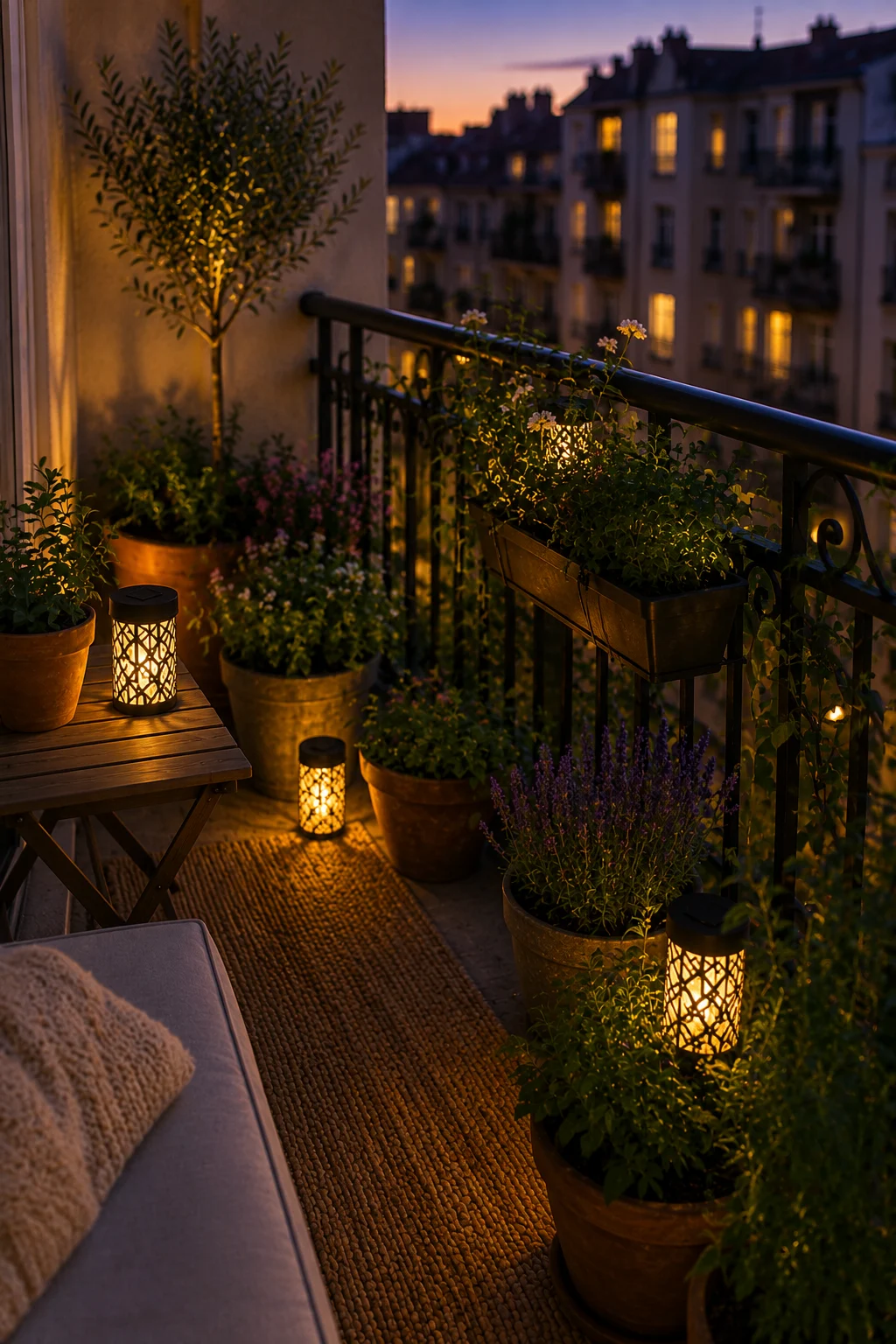 solar lantern balcony garden idea