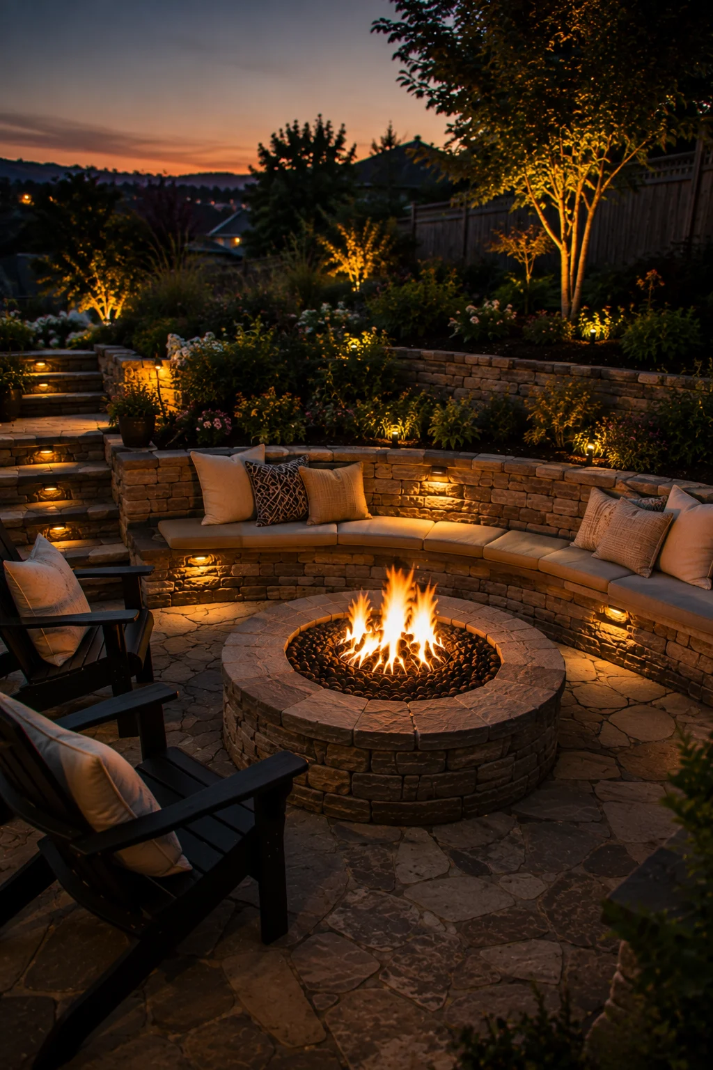 two zone seating fire pit layout idea