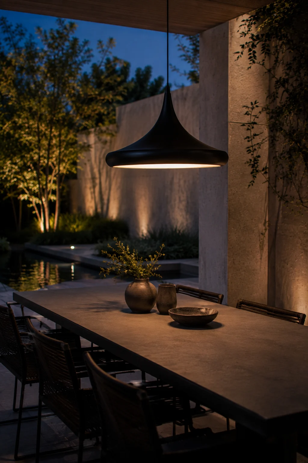 sculptural pendant lighting modern garden idea