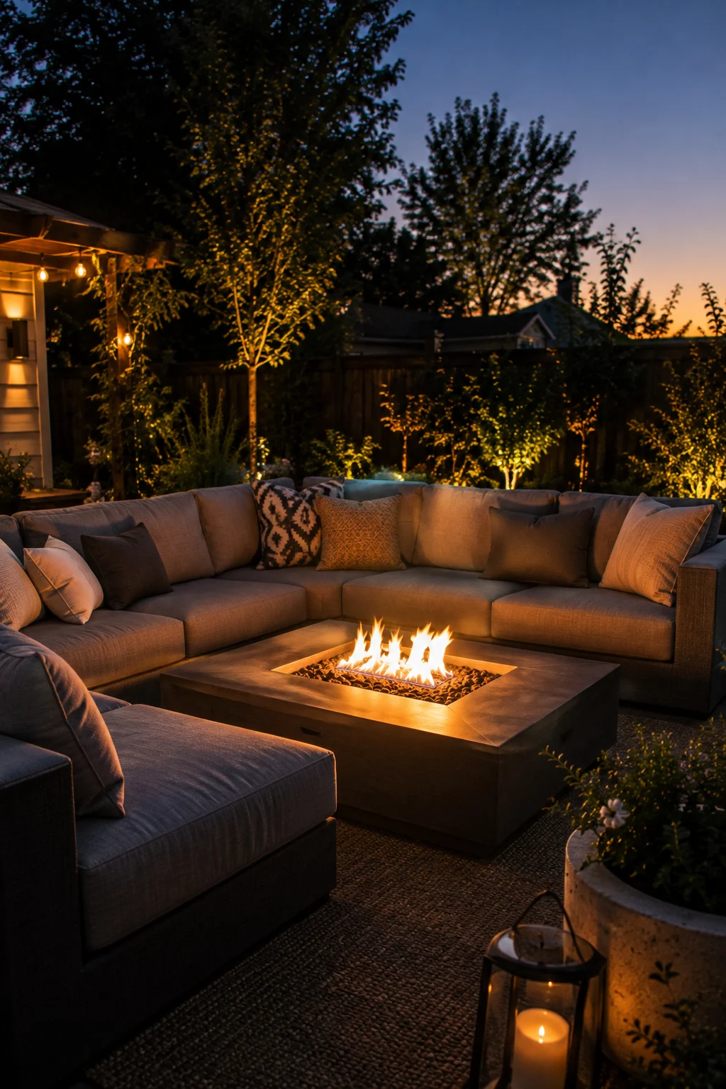 modular sectional sofa fire pit seating idea