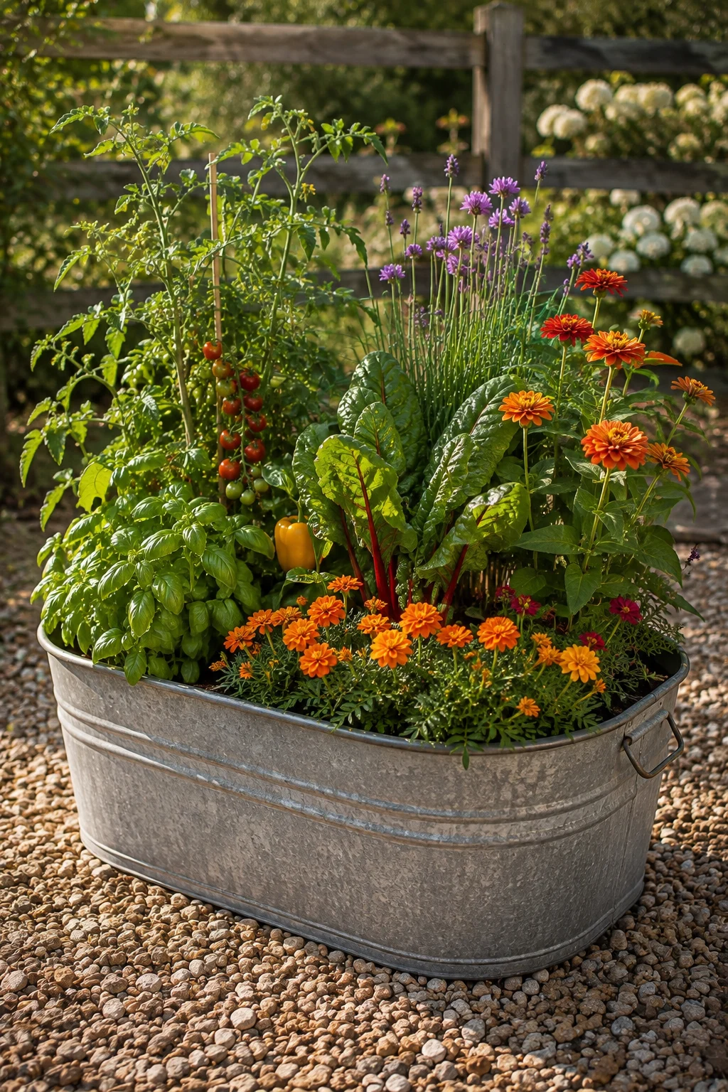 galvanized tub container garden idea