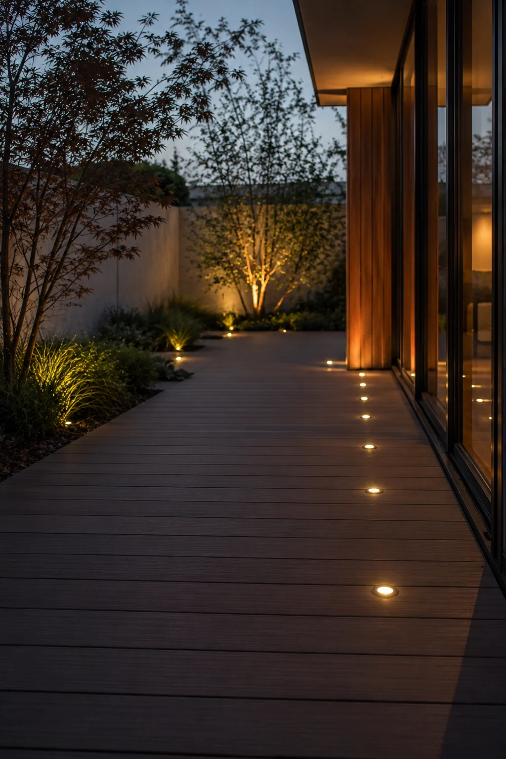 recessed deck lighting modern garden idea