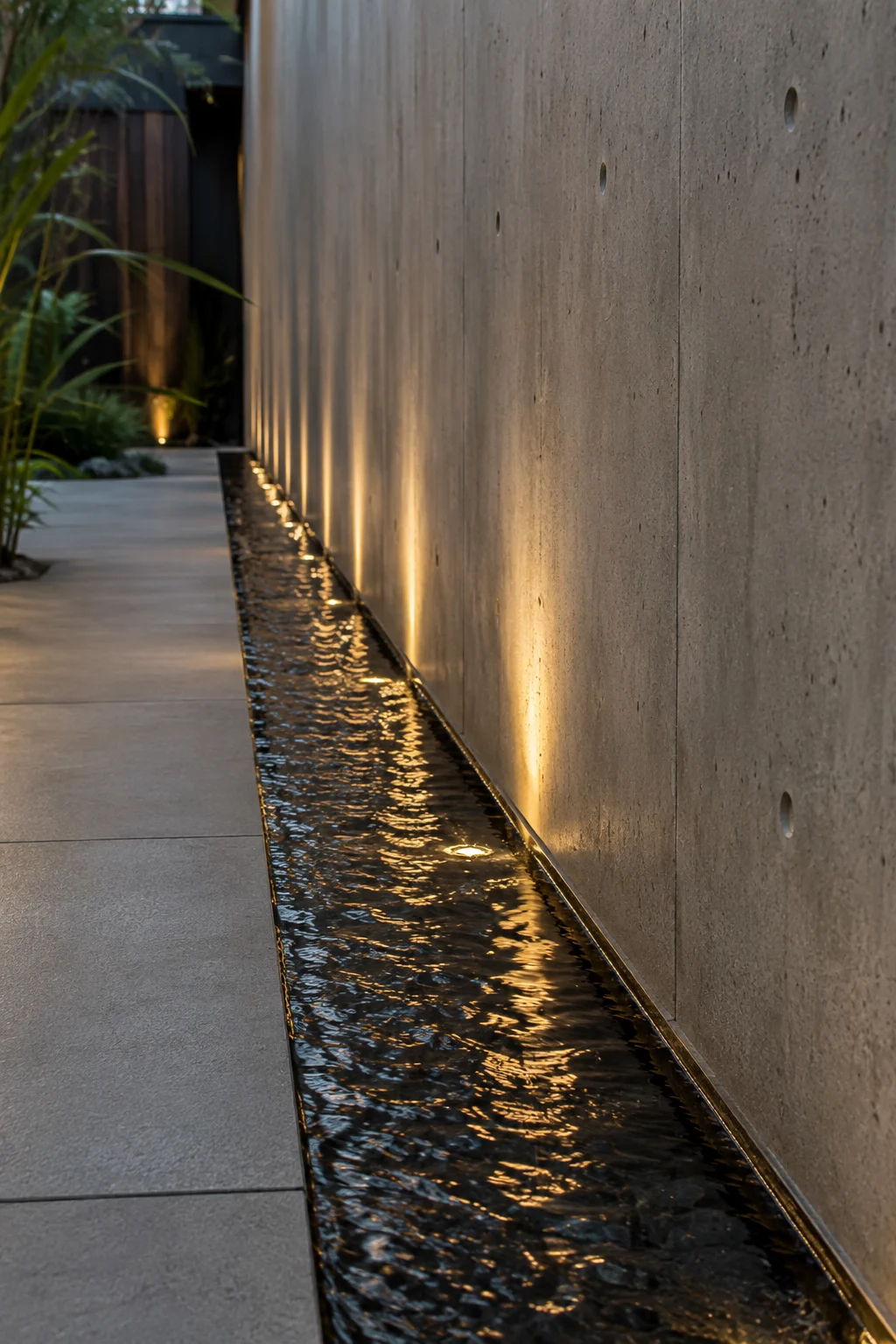 linear water rill modern garden idea