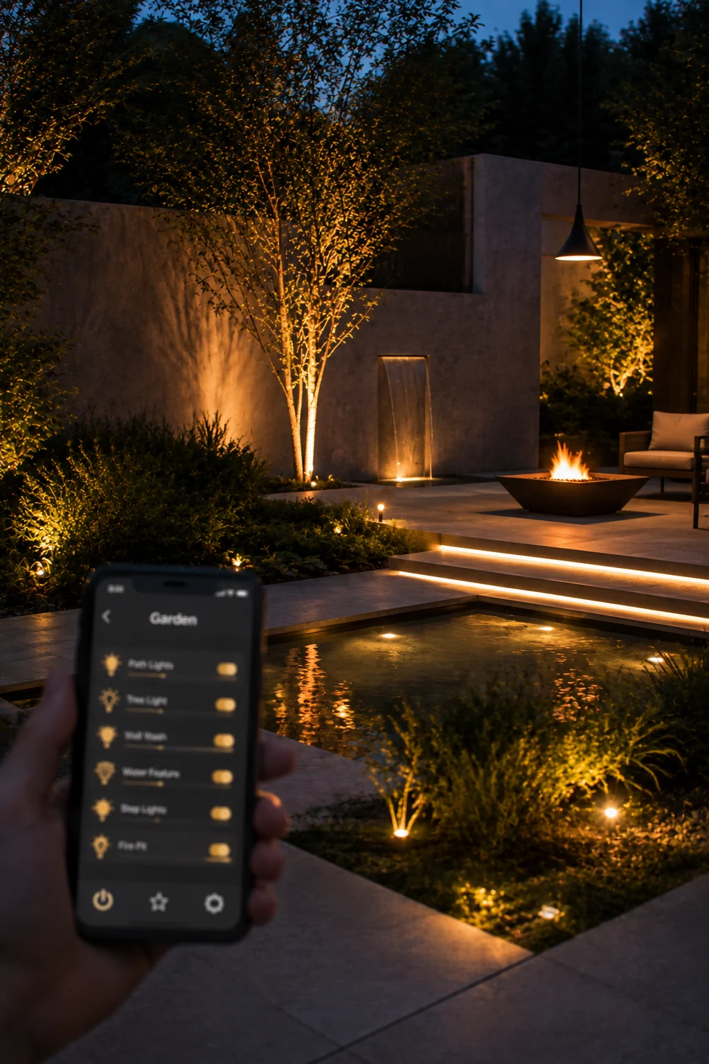smart lighting control modern garden idea