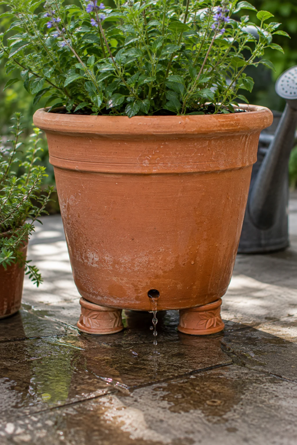 pot feet drainage container garden idea