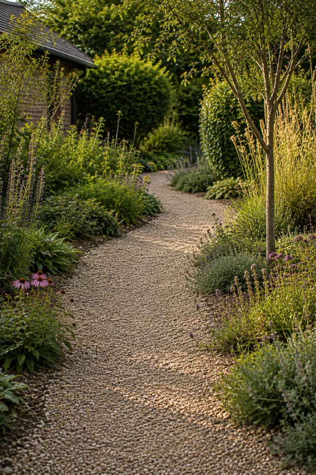meandering gravel path garden idea