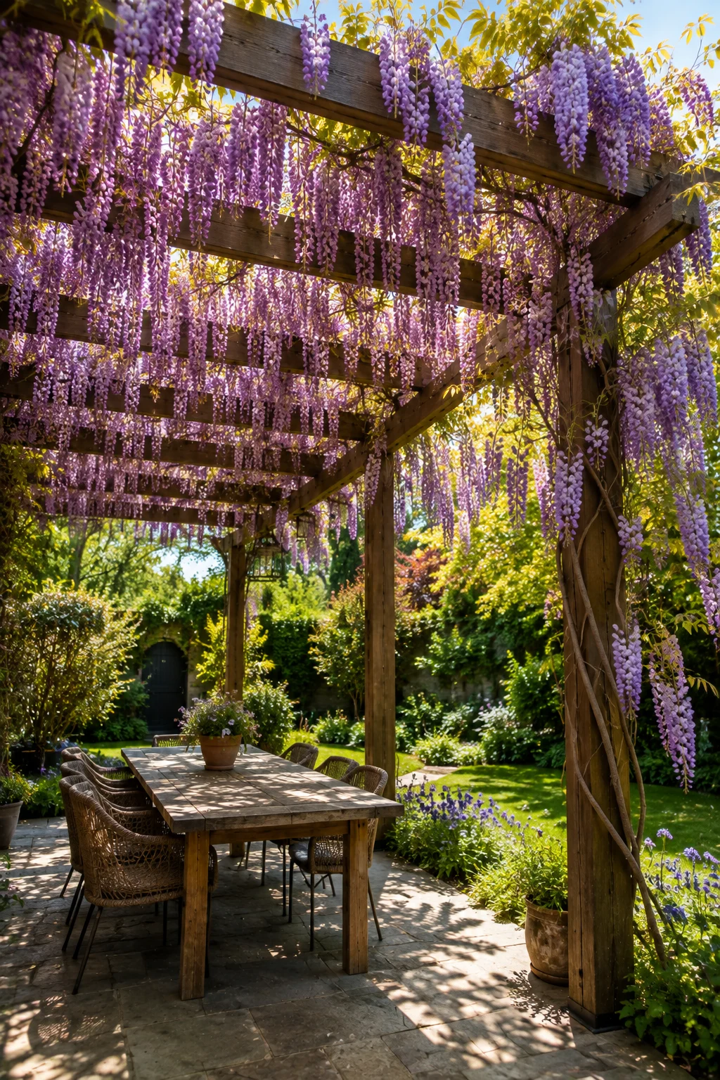 wisteria covered pergola garden idea