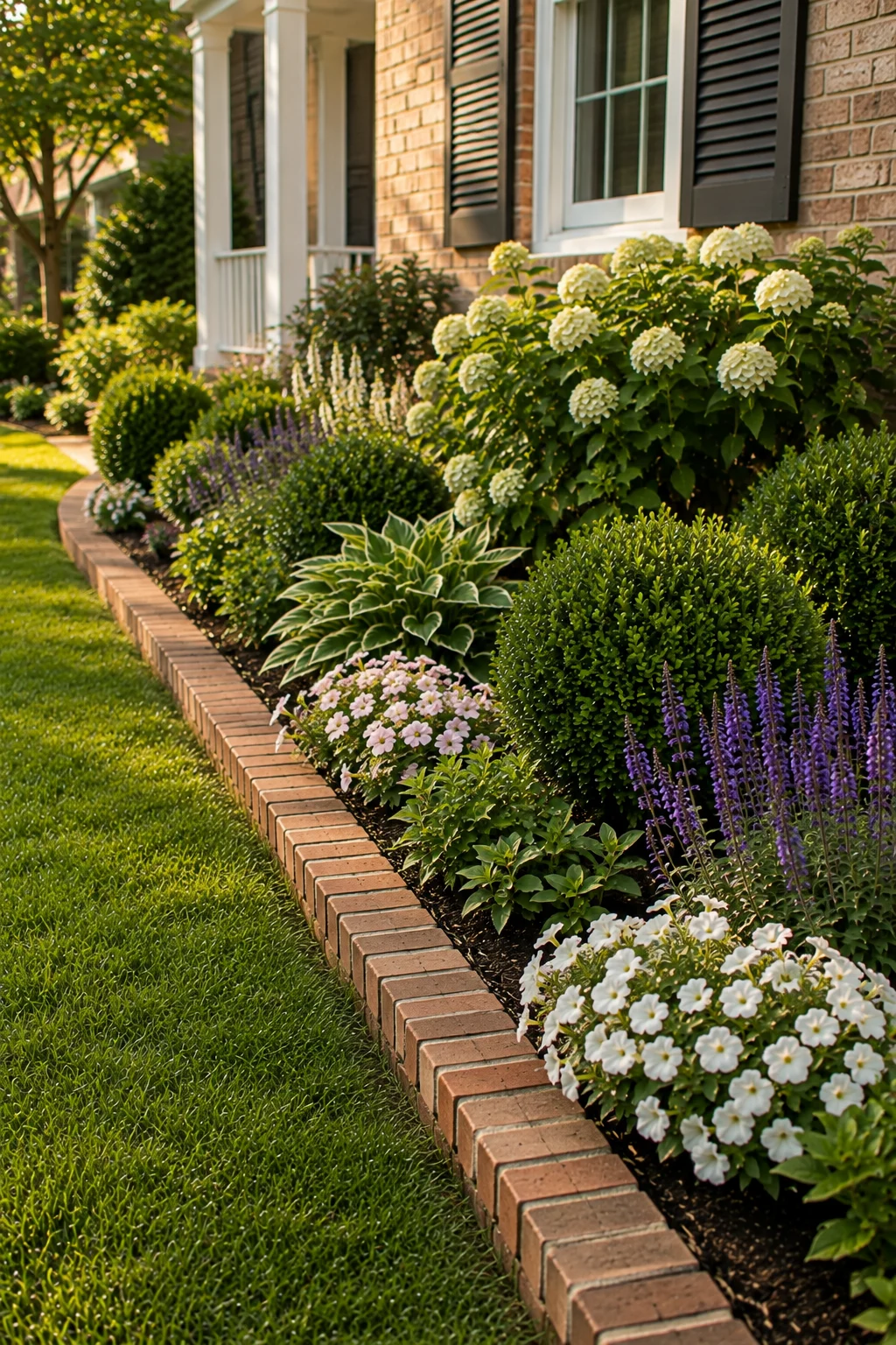 brick edge front garden border idea