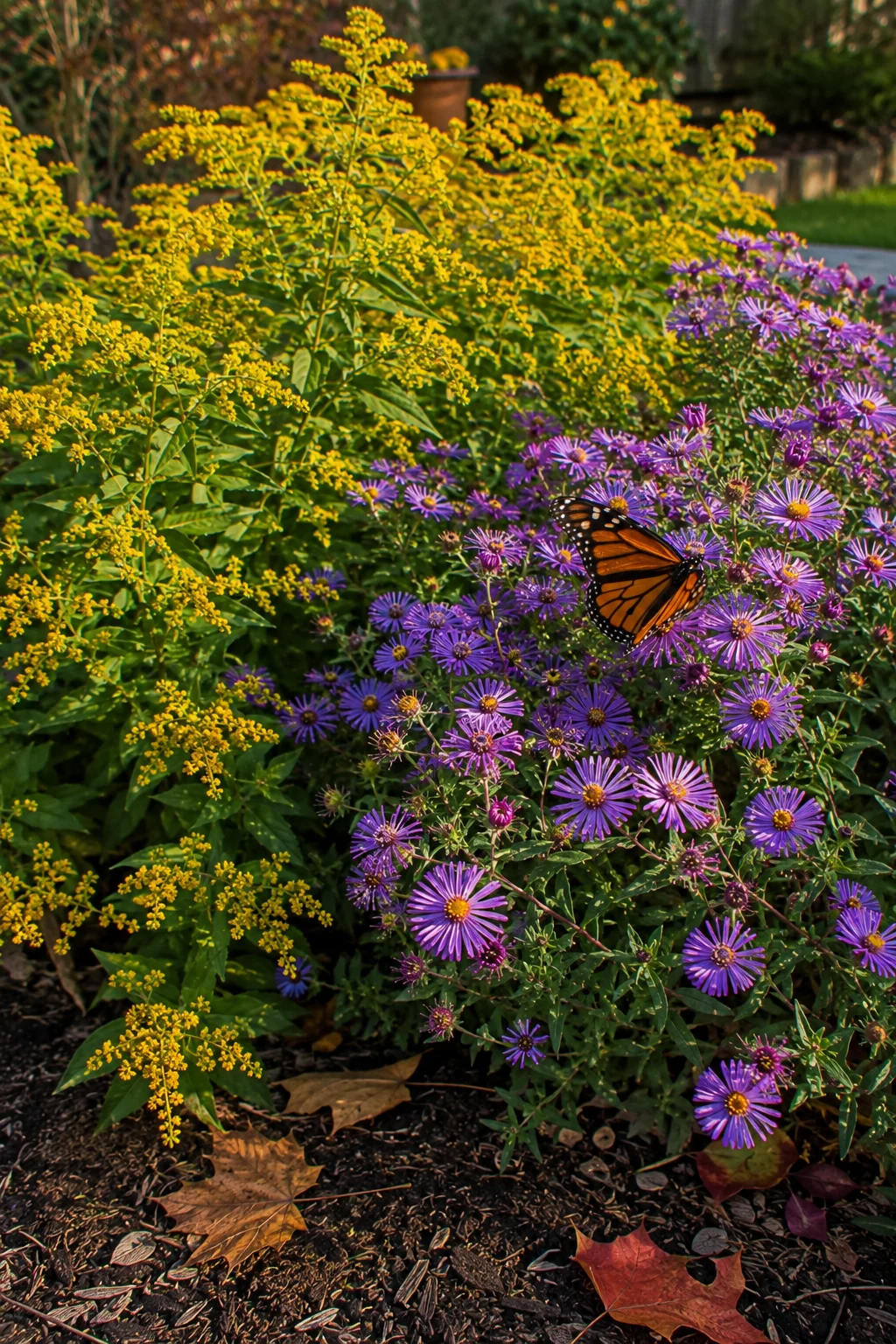 Late season aster and goldenrod patch for fall pollinators