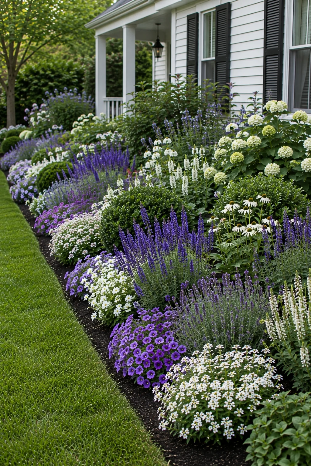 single color scheme border garden idea