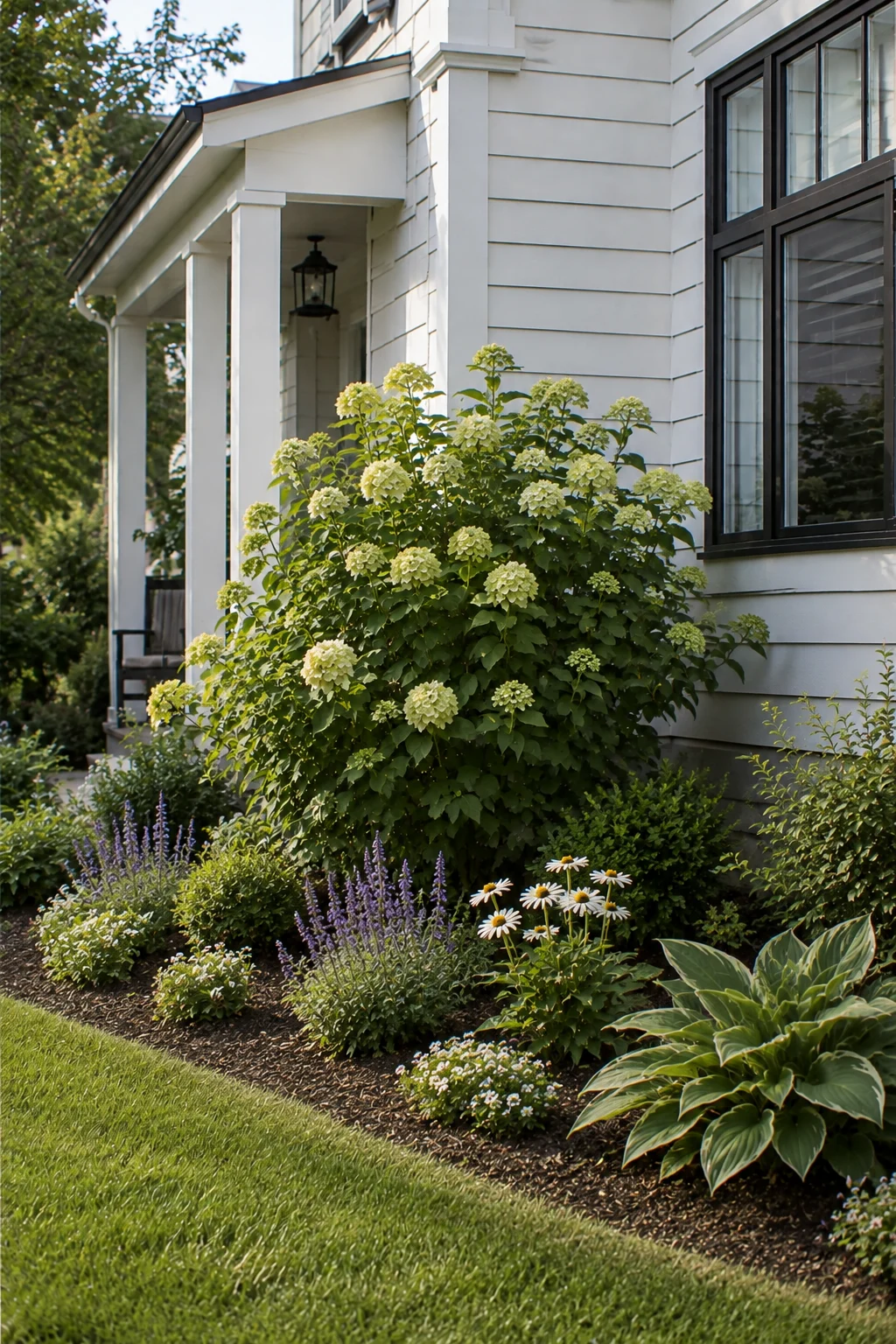 corner anchoring border front garden idea