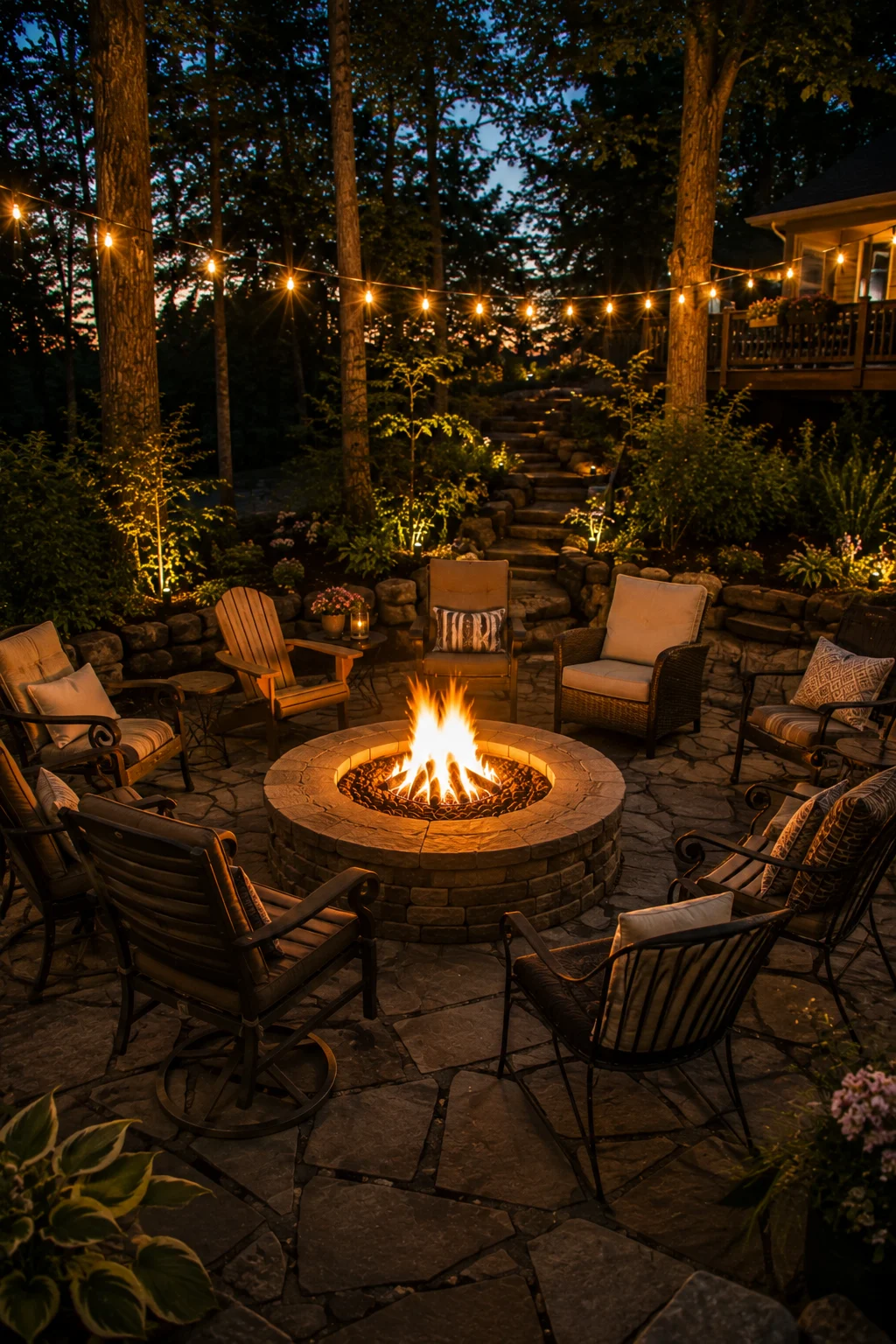 full circle fire pit seating layout idea