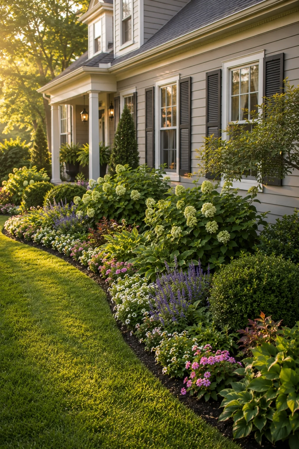wraparound foundation border garden idea