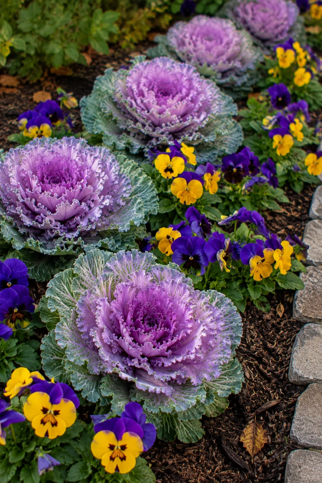 Ornamental cabbage and pansy combination planted for fall