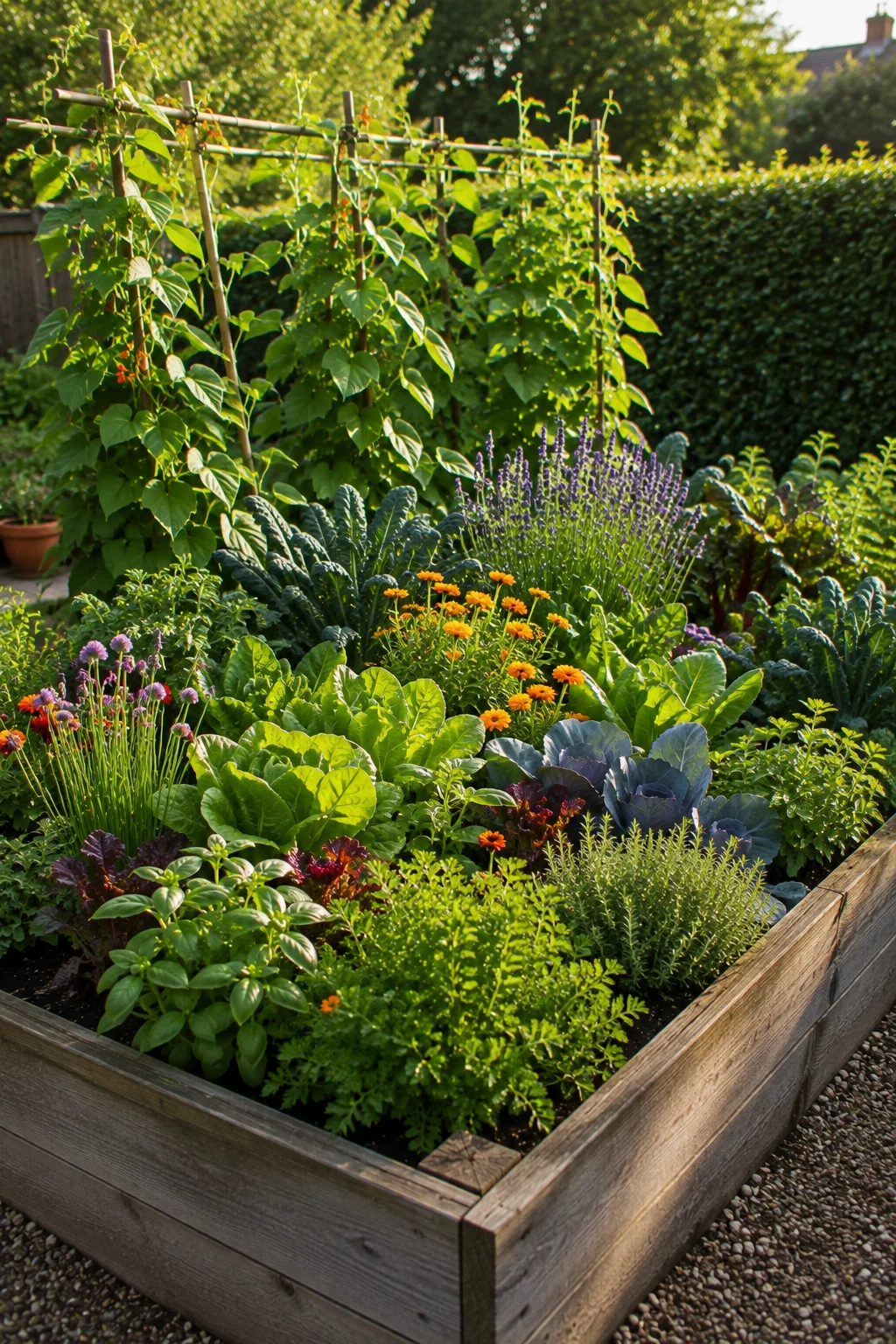 potager style raised bed design idea