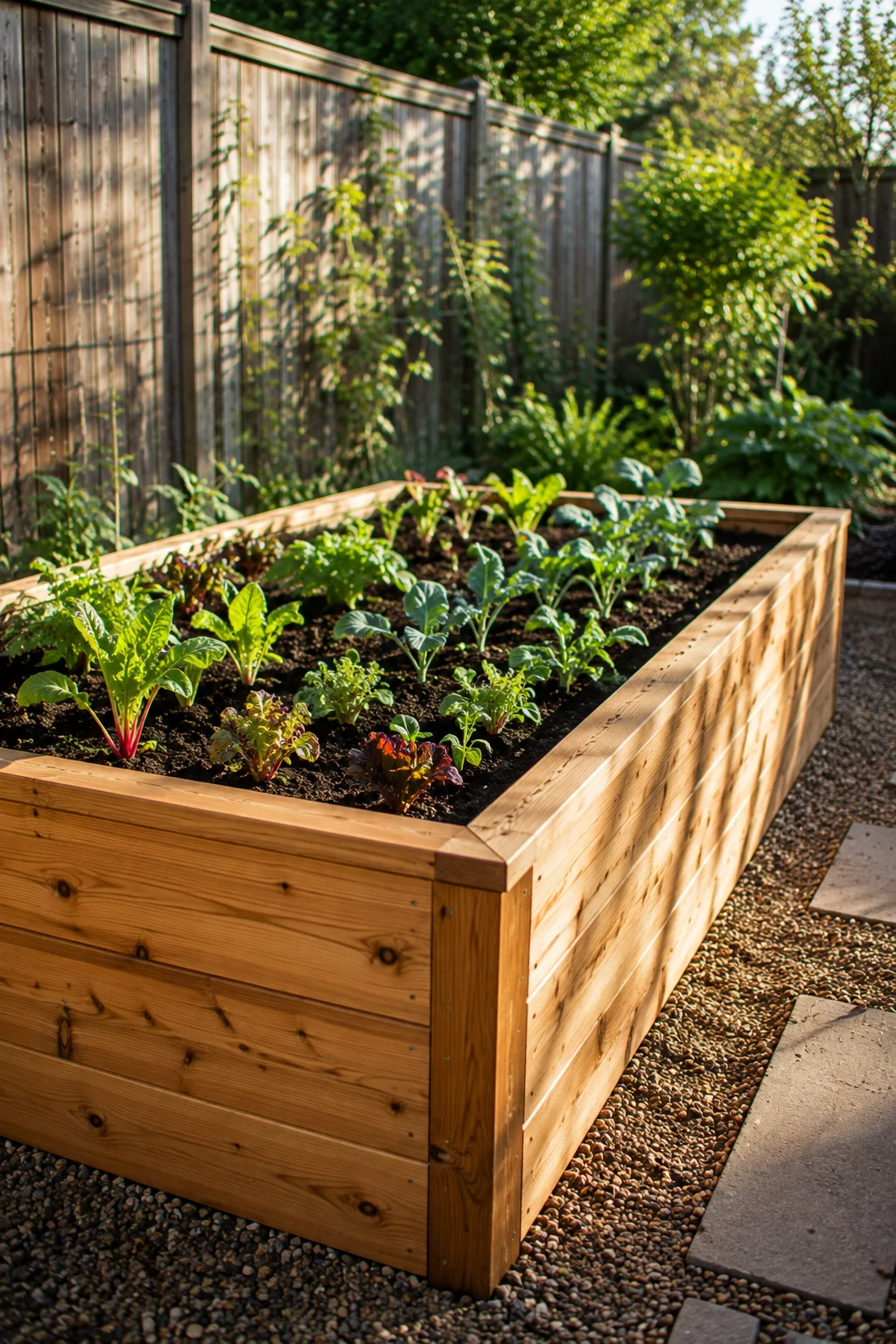 cedar timber raised bed design idea