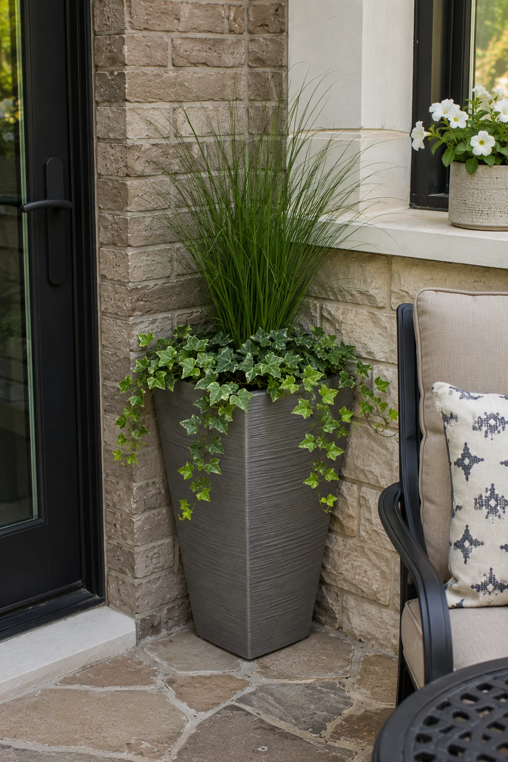 Corner planter fitted into a tight patio angle